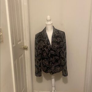 Chic Black Floral Women's Blazer
